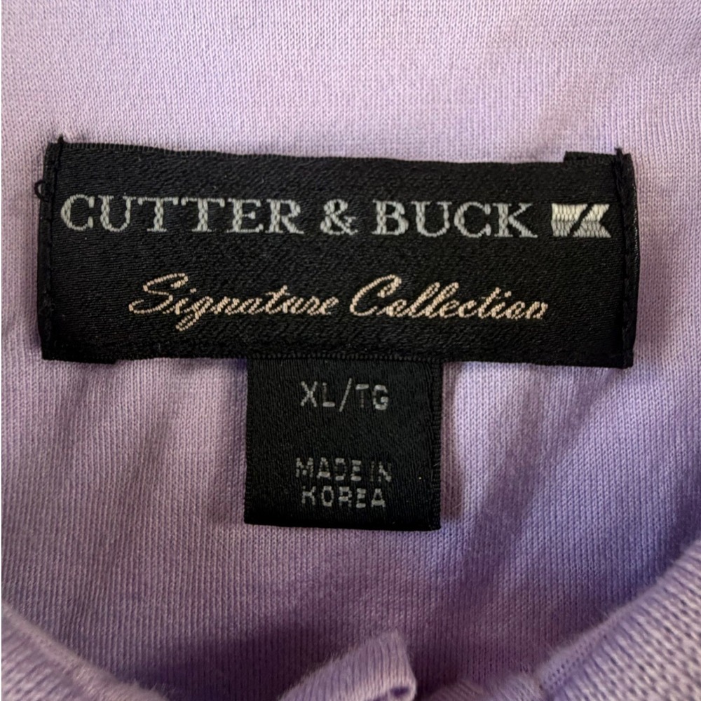 Cutter & Buck Men's XL Lavender Striped Short Sleeve Golf Polo Embroidered Logo - Picture 7 of 11